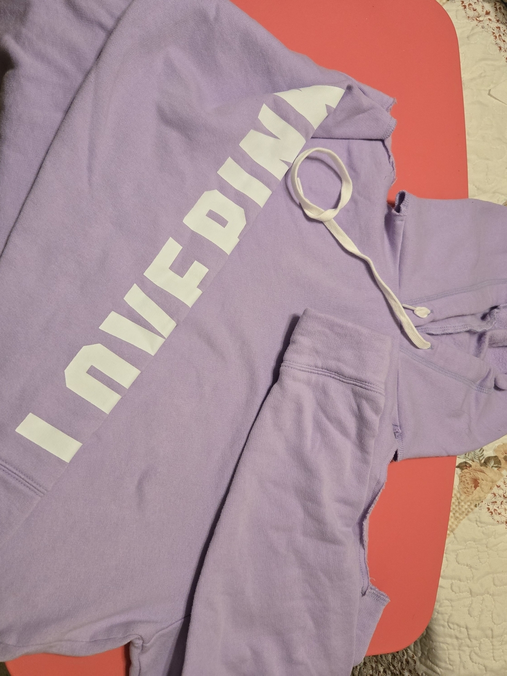 PINK Victoria's Secret Lavender Hoodie with White Branded Drawstring